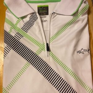 Greg Norman Collection Polo with Lime and Navy Stripes